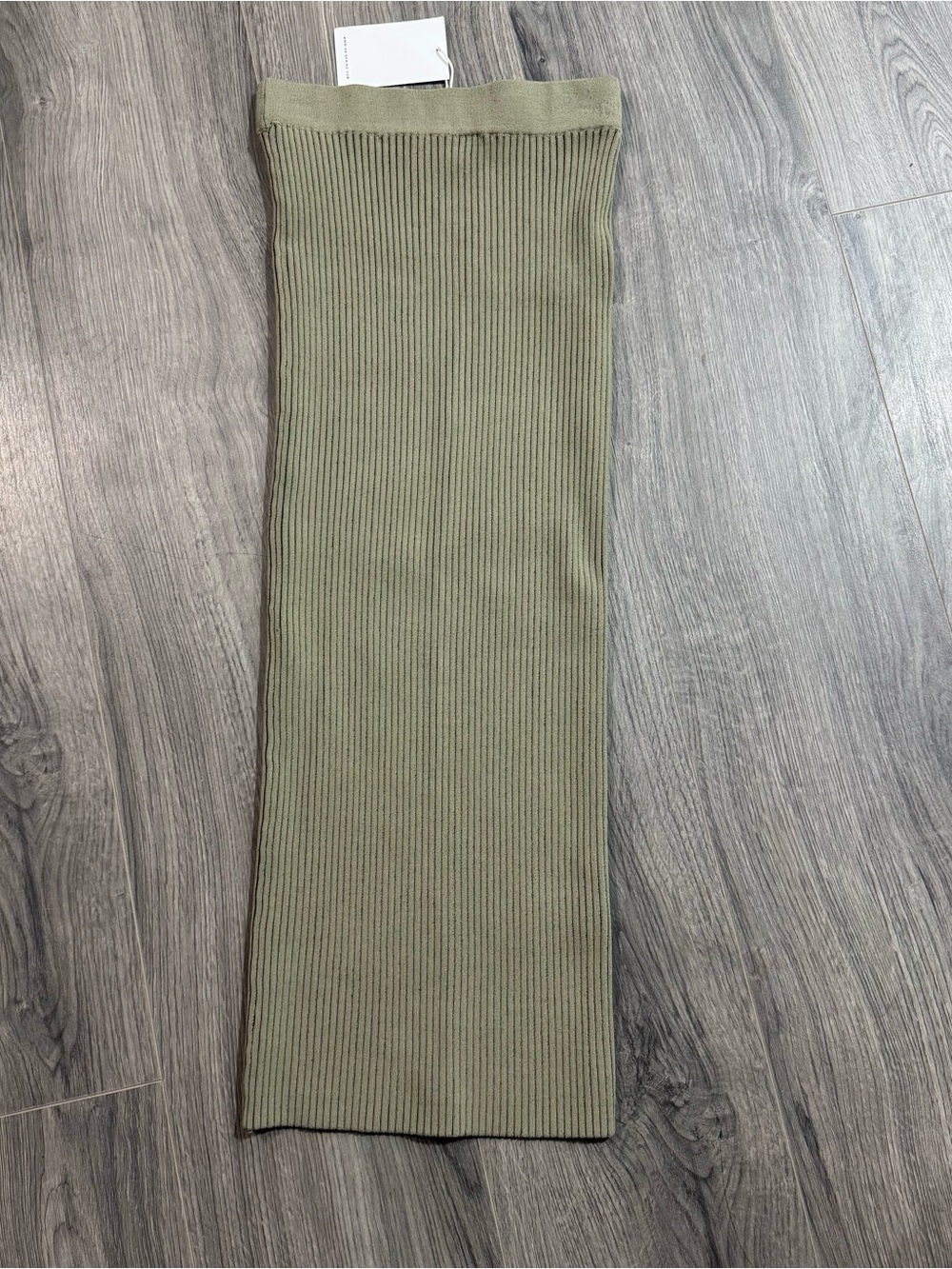 Anine Bing Ribbed Midi Pencil Skirt in Olive - Picture 2 of 4